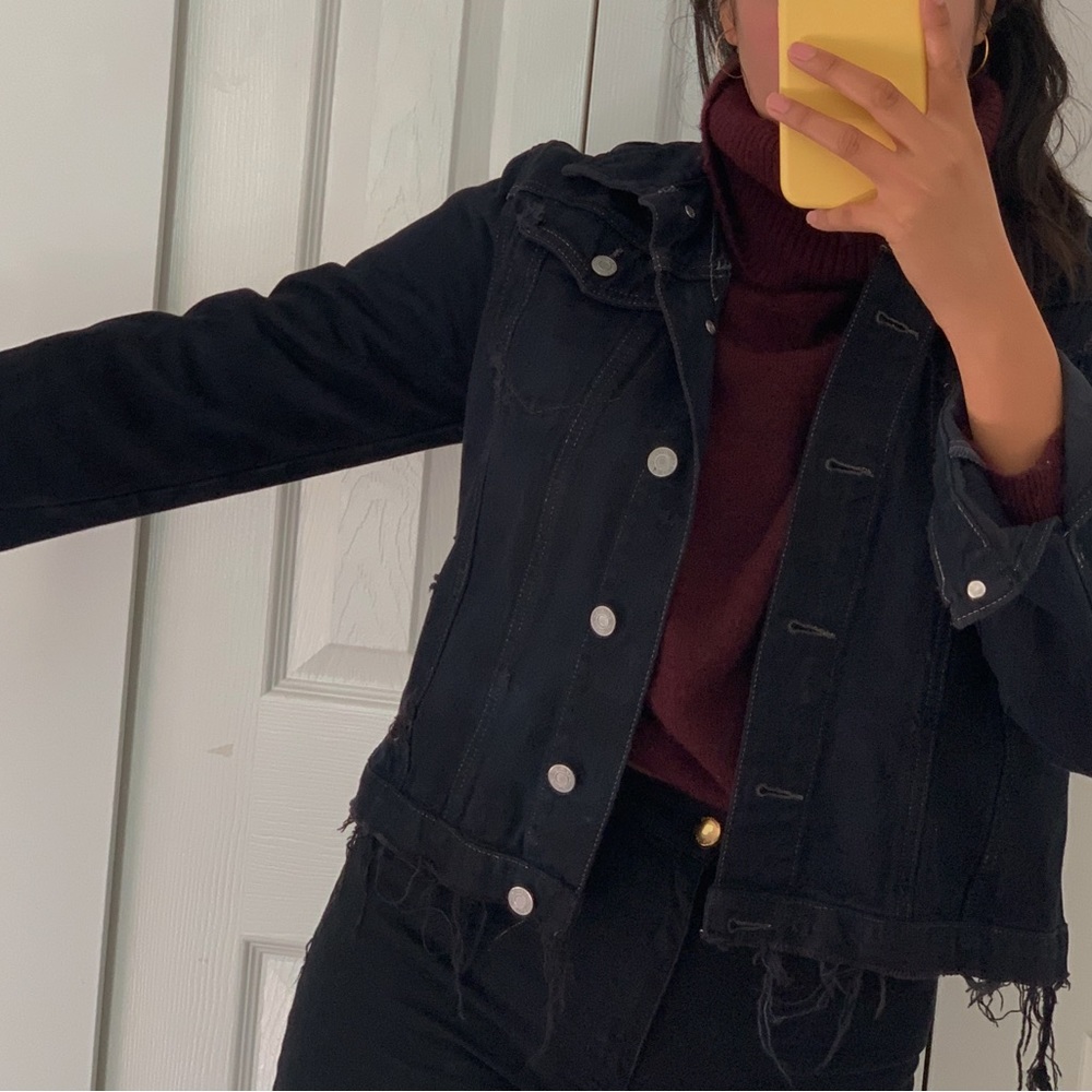Distressed jean jacket